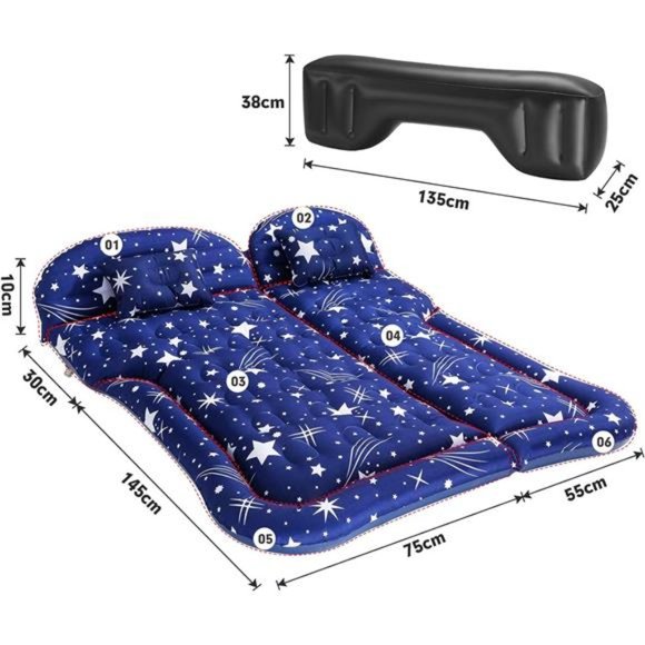 Air Mattress Camping Bed Cushion Pillow, Inflatable, Car Portable Bed Back Seat - Picture 5 of 6